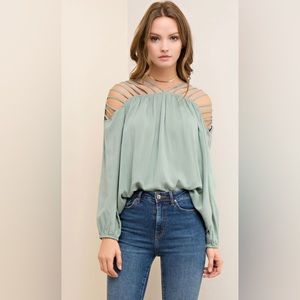 NWT Sexy shoulder sage top